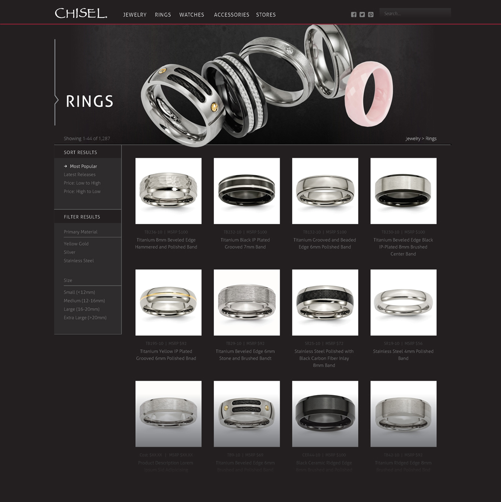 Chisel product category landing