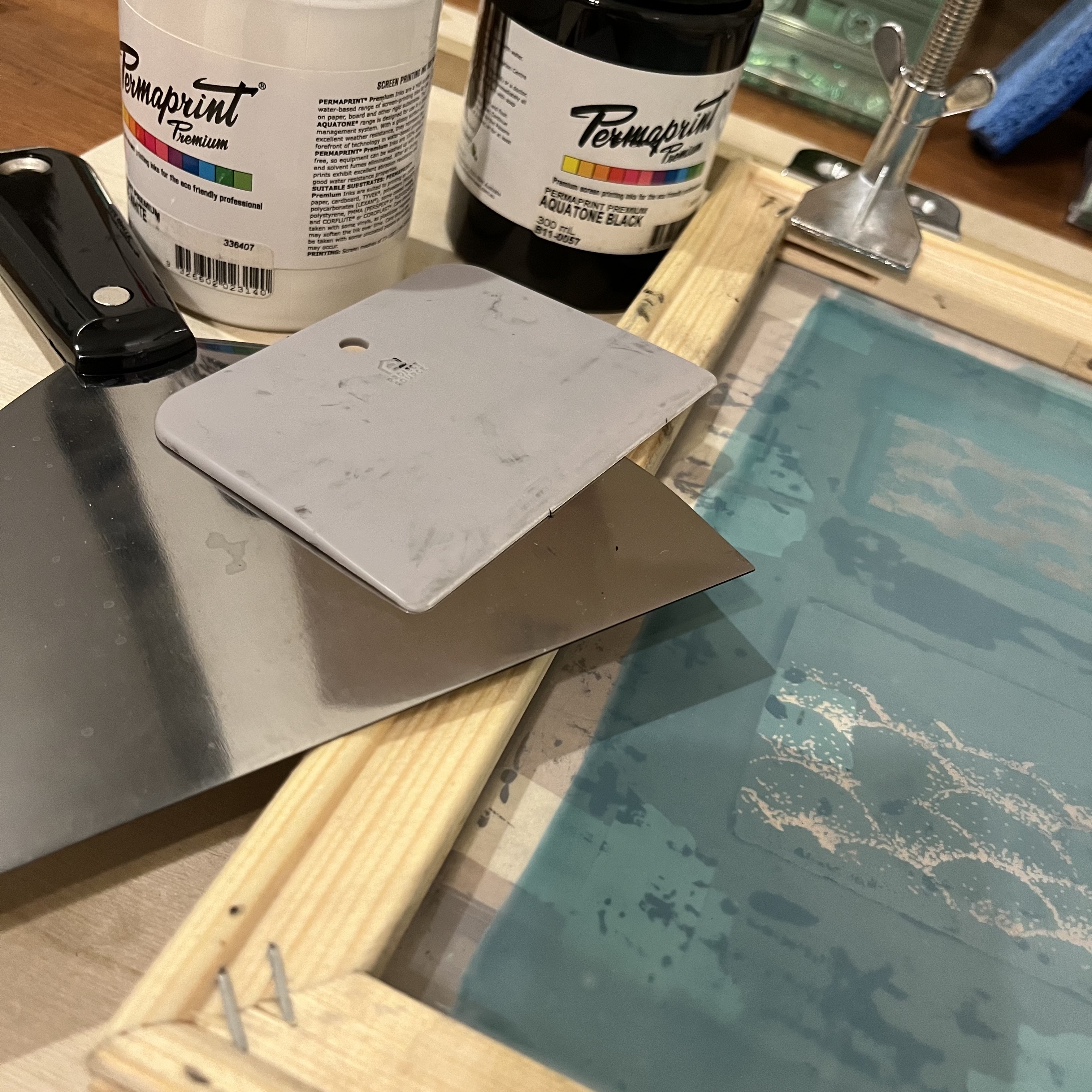 Screen, tools, and ink used to print Etudes of Horror tapes